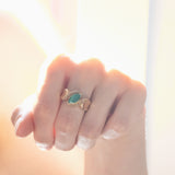 Vintage 14K gold ring with emerald and diamonds, 1960s