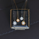 Collana punto luce in oro giallo 18K con diamante di taglio vecchia Europa da 0.48ct