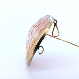 Spilla antica in oro 14k con cammeo su conchiglia, primi del '900