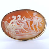 Spilla antica in oro 14k con cammeo su conchiglia, primi del '900