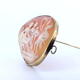 Spilla antica in oro 14k con cammeo su conchiglia, primi del '900