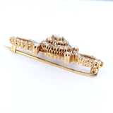 Spilla in oro 18k con rosette di diamanti, anni 50