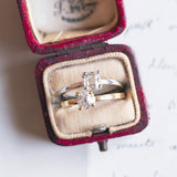 Solitario in oro bianco 18K con diamante antico di taglio vecchia miniera da 0.50ct