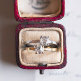 Solitario in oro bianco 18K con diamante antico di taglio vecchia miniera da 0.50ct