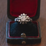 Solitario vintage in oro bianco 18K con diamante di taglio brillante (0.50ct ca.), anni '50