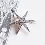 Broche / pendentif antique en or 14 carats et argent avec diamants taillés à l'ancienne, début des années 1900