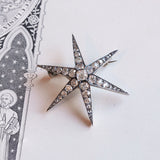 Broche / pendentif antique en or 14 carats et argent avec diamants taillés à l'ancienne, début des années 1900
