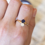 Toi et Moi vintage in oro 18K con zaffiro e diamante (0.35ct ca.), anni '50