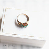 Anello vintage in oro 14K con smeraldi, anni '60/'70