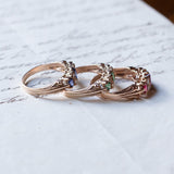 Anello moderno in stile vittoriano in oro 9K con zaffiri e diamanti - Antichità Galliera