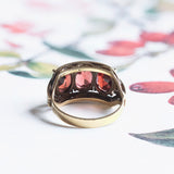 Trilogy vintage in oro 14K con granati (4.5ctw ca.), anni '50