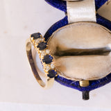 Veretta vintage in oro 18K con zaffiri e diamanti (0.12ctw ca.), anni '60/'70
