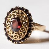 Anello vintage in oro 18K con granati, anni ‘60