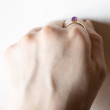 🔮 Anello vintage in oro 18K con ametista, anni ‘60