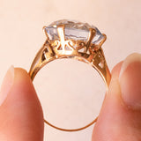 Anello vintage da cocktail in oro 18K con spinello azzurro, anni ‘60/‘70