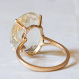 Vintage 18K Gold Cocktail Ring with Light Green Quartz, 1960s