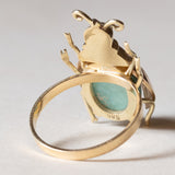 🪲 Anello convertito da copri bottone a insetto in oro 18K e in oro 14K con turchese