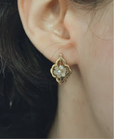 Orecchini antichi in oro 14K con madreperla e paste di vetro, primi ‘900