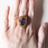 Anello da cocktail vintage in oro 18k con ametista (10ct ca.), anni '60