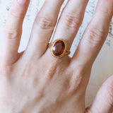 Anello vintage in oro 18K con quarzo citrino arancione, anni ‘70