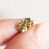 Orecchini vintage in oro giallo 18K con smeraldi, anni ‘60/‘70