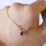 Collana vintage in oro 18K con rubino e diamanti (0.08ctw ca.), anni '70/'80