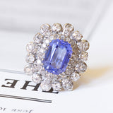 Anello convertito da susta in platino e oro bianco 18K con tanzanite (3ct ca.) e diamanti (1ctw ca.)