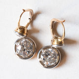Orecchini antichi in oro giallo 18K e argento con diamanti di taglio vecchia miniera (4.50ctw ca.), anni ‘10