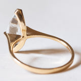 Anello vintage in oro 18K con quarzo azzurro, anni ‘50/‘60
