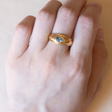 Vintage 18K gold band ring with blue topaz, 60s / 70s