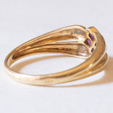 Anello vintage in oro giallo 18K con rubini, anni ‘70
