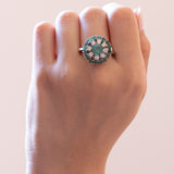 Vintage 14K white gold ring with emeralds (1.48ctw approx.) And diamonds (0.40ctw approx.), 60s / 70s
