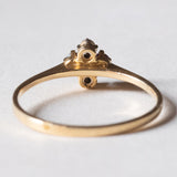 Anello vintage in oro 18K con rubini e diamanti, anni ‘80
