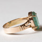 🐍 Solitario vintage in oro 14K con smeraldo, anni ‘40/‘50