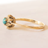 Anello vintage in oro giallo 18K con turchese, anni ‘50/‘60