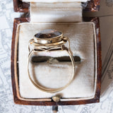 Anello vintage da cocktail in oro 14K con quarzo fumè, anni ‘60