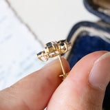 Orecchini vintage in oro 18K con zaffiri e diamanti, anni ‘70