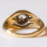 Anello solitario da uomo in oro 18K e argento con diamante di taglio rosetta, anni ‘20/‘30