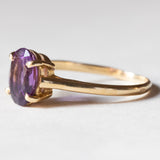 Anello vintage in oro 18K con ametista, anni ‘50/‘60