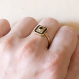 Anello vintage in oro 18K con zaffiri e diamanti, anni ‘40/‘50