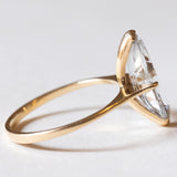 Anello vintage in oro 18K con quarzo azzurro, anni ‘50/‘60