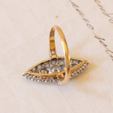 Vintage 18K gold navette ring with diamonds (2.80ctw approx.), 1940s / 1950s