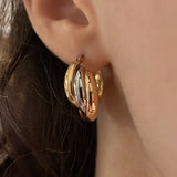 Orecchini vintage in oro giallo, bianco e rosa 18K, anni '70