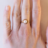 Anello vintage in oro 14K con perla, anni '50