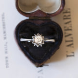 Solitaire en or blanc 18 carats avec diamant taille ancienne (0,45 ct environ), années 1940
