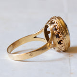 Anello vintage in oro 18K con quarzo citrino arancione, anni ‘70