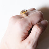 Anello vintage in oro 18K con pietra di luna, anni ‘60