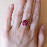 Vintage 18K gold ring with pink topazes, 1970s
