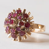 Anello vintage in oro 18K con rubini, anni ‘60/‘70