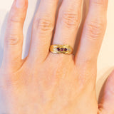 Anello vintage in oro 18K con rubini, anni ‘60/‘70